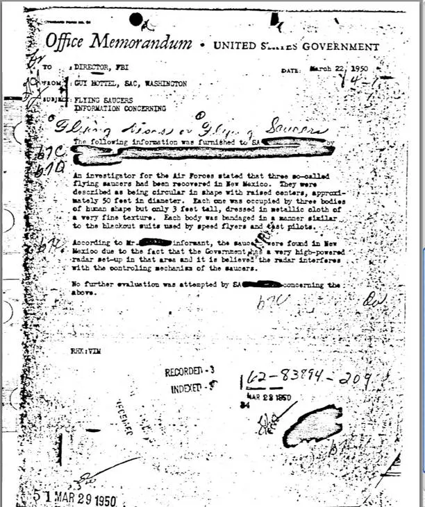 Scan of a typed FBI memorandum dated 22 March 1950